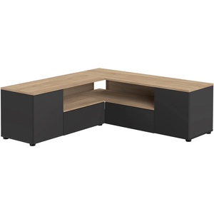 TEMAHOME Масичка за телевизор с дъбов декор в черно и натурално 130x46 cm Angle - TemaHome (983241.850387)