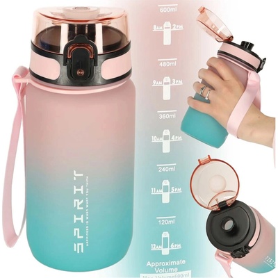 KIK KX3071 Športová fľaša na vodu pre školákov, 600 ml, ružová a modrá