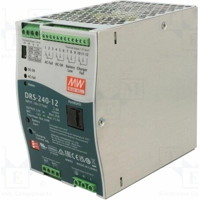 MEAN WELL DRS-240-12 Napájecí zdroj: vyrovnávací; na lištu DIN; 240W; 12VDC; 20A; OUT: 1