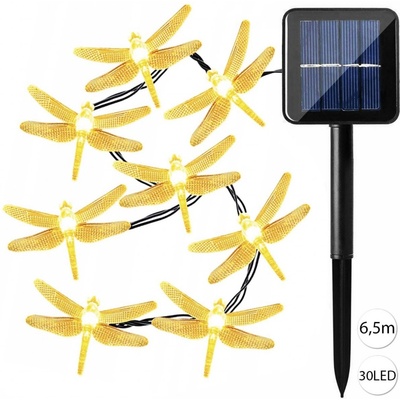 Solarsus 4968 LED solární řetěz Vážky 6,5m 30LED teplá bílá