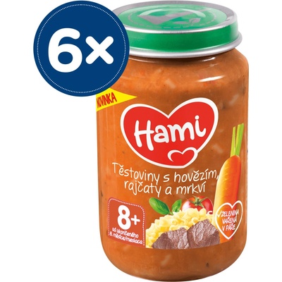 Hami Těstoviny s hovězím, rajčaty a mrkví 6 x 200 g