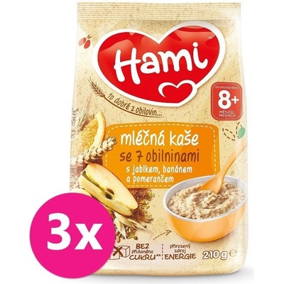 Hami Mléčná kaše se 7 obilninami jablko banán pomeranč 3 x 210 g