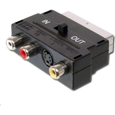 PremiumCord Adapter SCART-3x cinch + S-video s prepínačom IN / OUT