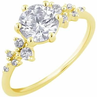 Eppi Zásnubný prsteň s moissanitom a lab grown diamantmi Olha R47359