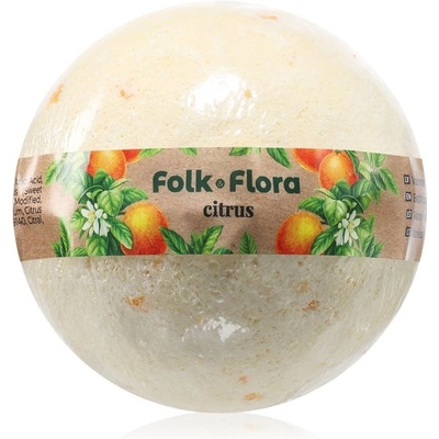 Folk & Flora Citrus koupelová bomba s osvěžujícím účinkem 130 g