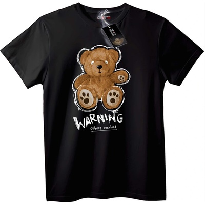 NOONEBRAND Тениска Сладко мече - Внимание - 7XL, Black