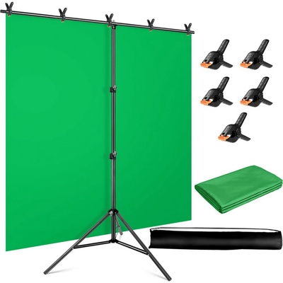 FILM-TECHNIKA Zelené plátno (green screen) + T-stativ + 5 svorek T Background Kit – Sleviste.cz