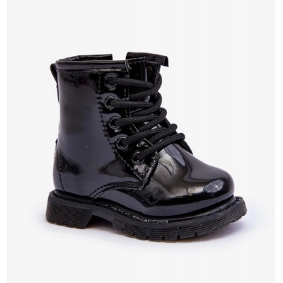 Dětské kotníkové boty lakované se zipem černé
