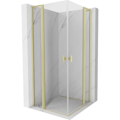 Mexen Mist L Duo отваряема душ кабина 110 x 110 см, прозрачна, изчеткано злато - 8A4L-110-110-55-00 (8A4L-110-110-55-00)