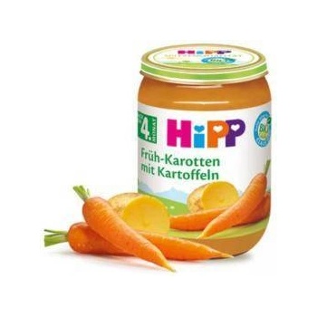 HiPP Био пюре от ранни моркови и картофи hipp, 4+ месеца, 190гр
