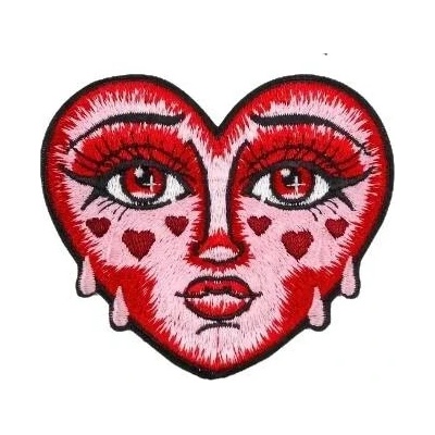 Nažehlovací nášivka - uplakané srdce (7,5 x 6,5 cm)