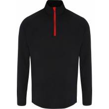 TriDri pánske tričko s dlhým rukávom a 1/4 zipsom čierna červená