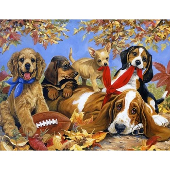 Norimpex - Puzzle Diamant painting: Dogs are playing with a ball. 30x40cm - 1 - 39 piese