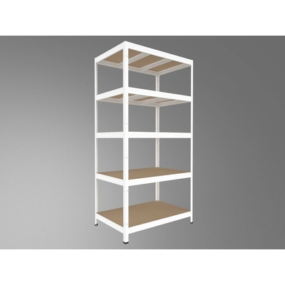 Biedrax Regál do domácnosti 35 x 90 x 240 cm, biely, 5 políc MDF, 300 kg na policu
