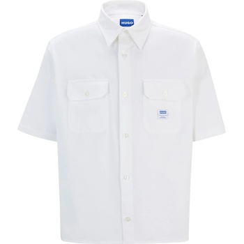 HUGO BOSS Риза Hugo Men's Ekyno Short-Sleeve Plain Shirt - Open White