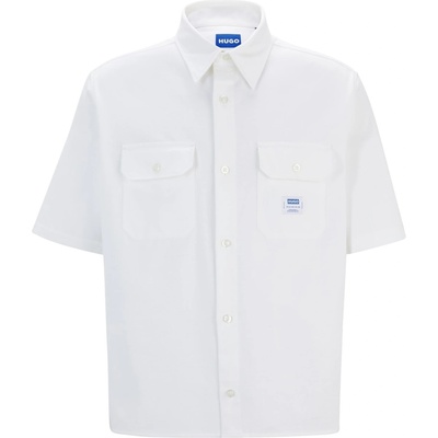 HUGO BOSS Риза Hugo Men's Ekyno Short-Sleeve Plain Shirt - Open White