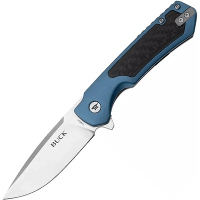 Buck Stinger Satin D2 Blue Aluminium Carbon Inlay Framelock BU-0714BLS