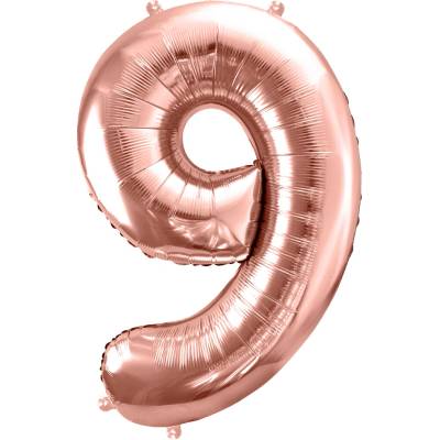 PARTYDECO Fóliové číslo 9 86 cm ROSEGOLD