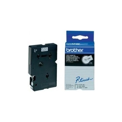 Brother TC-291, 9mm x 7,7m, čierna tlač / biely podklad, originálna páska