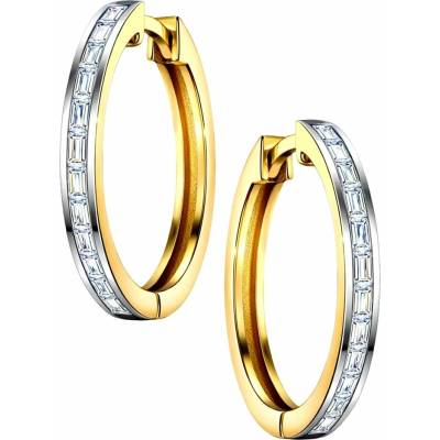 Zlaton Náušnice z kombinovaného zlata kruhy 2.00cm 4.20g s diamantem 0.590ct 000690812235