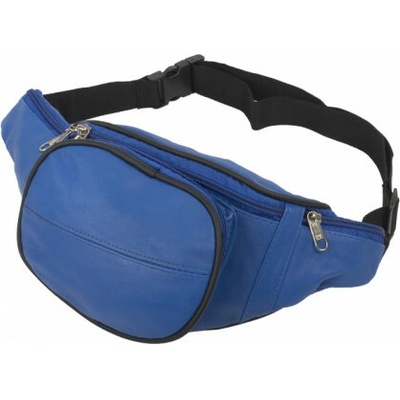 Bauchtasche mit Fronttasche Reißverschluss Nappa Leder blau