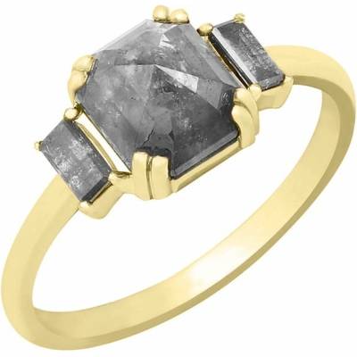 Eppi Zlatý prsteň s asscher a baguette salt and pepper diamantmi Serdar R43620
