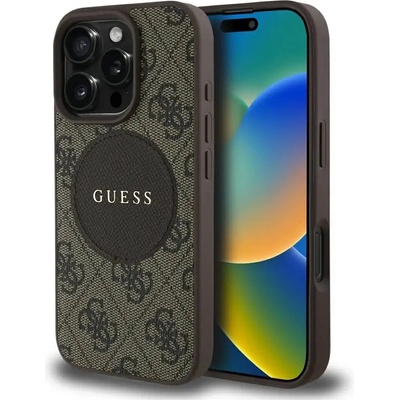GUESS Калъф Guess 4G Circle Classic Logo MagSafe за iPhone 16 Pro Max - кафяв