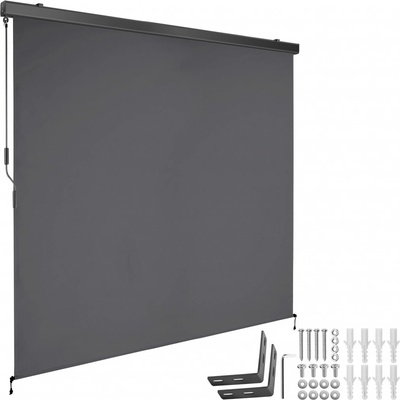 tectake 406136 svislá markýza eloise se 2 nástěnnými držáky - 120 x 250 cm,černá