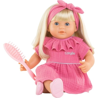 Corolle Jade Mon Grand Poupon s modrými klipkajúcimi očami a dlhé blond vlasy s hrebeňom 36 cm