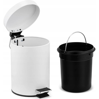 Linsar, Kôš na odpadky biely, kovový, 3 l, s pedálom a vekom