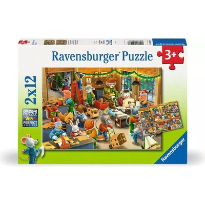 Ravensburger Пъзел Ravensburger от 2 х 12 части - Коледна фабрика за играчки (12004047)