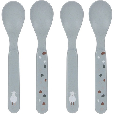 Lässig BABIES Lässig lžičky 4 ks Spoon Set PP Cellulose Tiny Farmer Sheep Goose blue