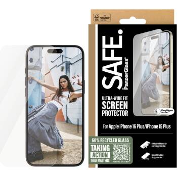 Safe Стъклен протектор Safe - Ultra-Wide Fit, iPhone 16 Plus/15 Plus (5715685002632)