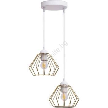 Image 1 of HEXE Пендел CEED GOLD 2xE27/60W/230V Ø 28 см бял/златист (HX0247)