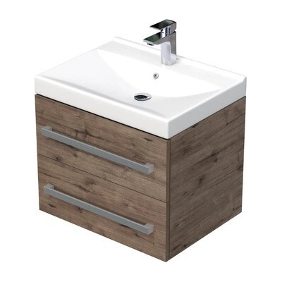Koupelnová skříňka s umyvadlem SAT Cube Way 60x53x46 cm dub Wellington mat CUBE46602DWVER