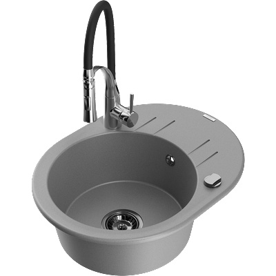 Mexen Kevin гранитна кухненска мивка с едно корито с отцедник и кухненски (6517-71-73450-07-B)