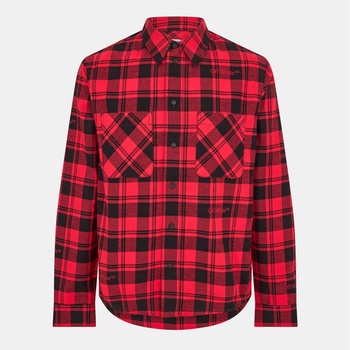 OFF WHITE Риза с дълъг ръкав OFF WHITE Men's Check Plaid Cotton Long Sleeve Shirt - Red/Black