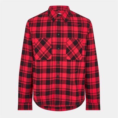 OFF WHITE Риза с дълъг ръкав OFF WHITE Men's Check Plaid Cotton Long Sleeve Shirt - Red/Black