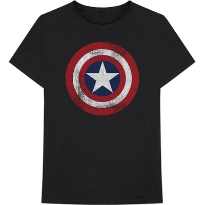 Marvel tričko Captain America Distressed Shield čierne