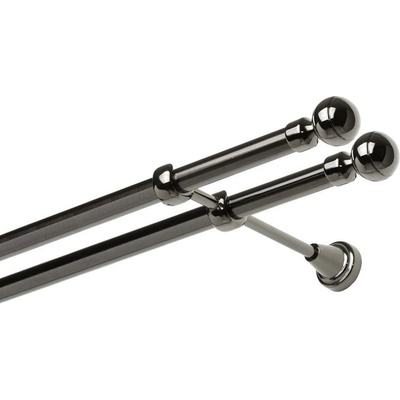 OK-GarnýžeCZ - Garnýž kovová dvouřadá 19mm Paola double onyx 220 cm do stěny / na tunýlek - bez kroužků