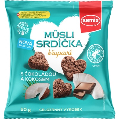 Semix Müsli srdíčka s čokoládou a kokosem 50g – Zboží Dáma
