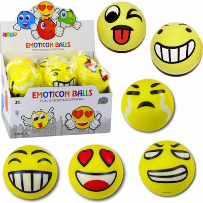 Žlutý míček s emotikony 10 cm