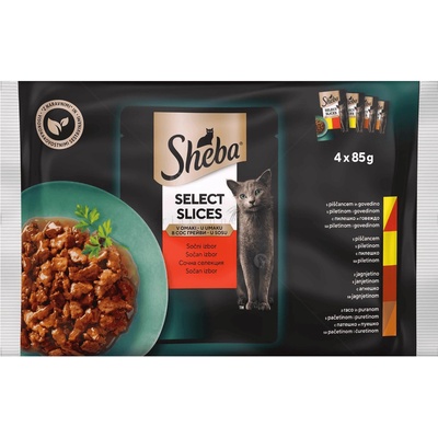 Sheba Пауч за котки Месно меню - Микс от апетитни месни ястия за котки 4x85гр