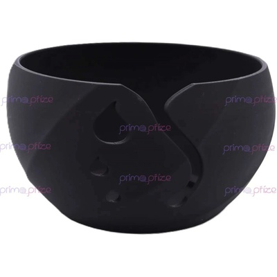 PrimaPrize Černá plastová miska na klubíčko 16x10cm vzor 01