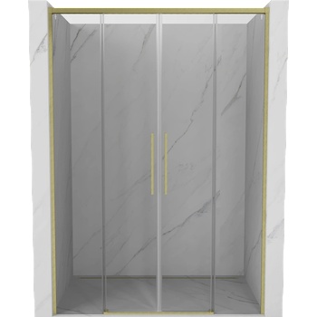 Mexen Rox Двойни плъзгащи се душ врати 140 см, прозрачни, златисто четкани (8C2-140-002-55-00)