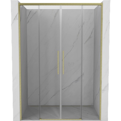 Mexen Rox Двойни плъзгащи се душ врати 140 см, прозрачни, златисто четкани (8C2-140-002-55-00)