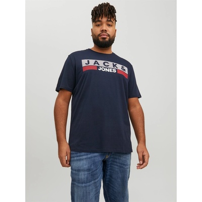 JACK & JONES Мъжка тениска Jack and Jones Jack Short Sleeve Logo T-Shirt Mens Plus Size - Navy Blazer