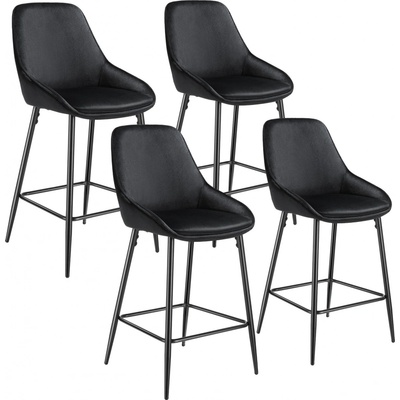 Tectake 405868 siera sametový vzhled černá / černá 4 ks