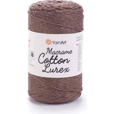 Yarn Art Macrame Cotton Lurex 736 hnědá s měděnou nitkou