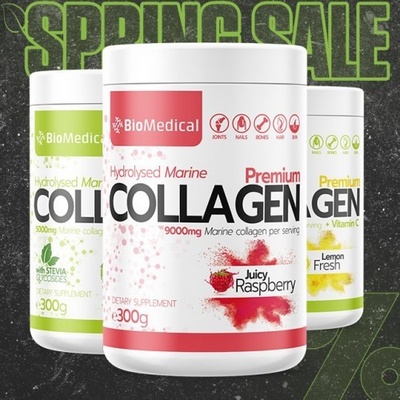 BioMedical Premium Hydrolyzovaný rybí kolagen Stevia Lemon Fresh 300 g